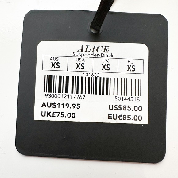 Honey Birdette Alice Black Floral Lace Suspender Garter Size XS NWT - Picture 5 of 5